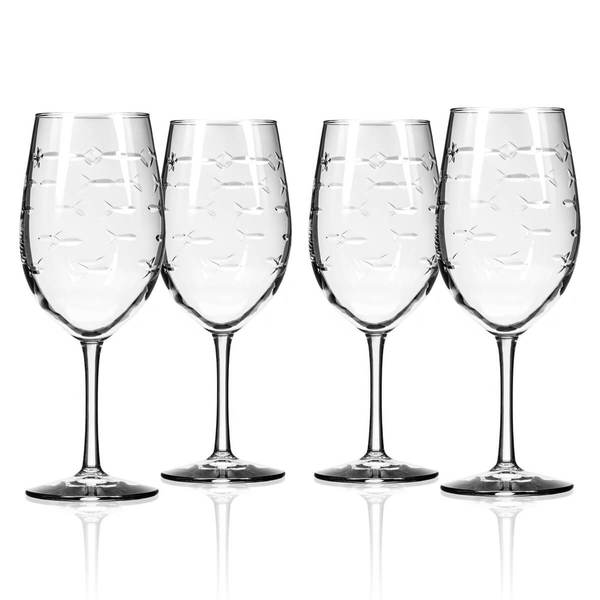 School of Fish 8.5oz Stemless Champagne Flute | Set of 4 | Rolf Glass