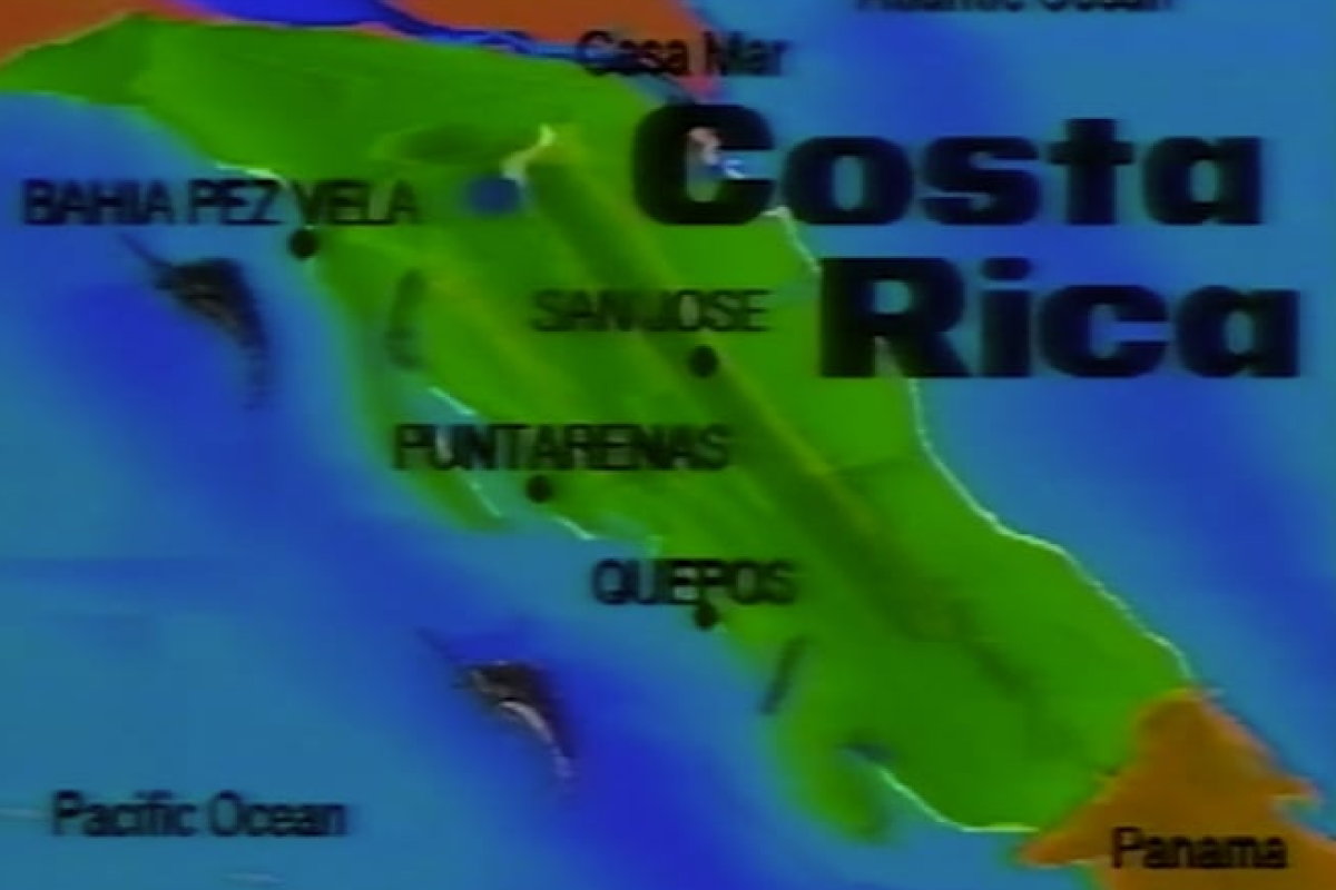 A video screenshot of a map of Costa Rica.