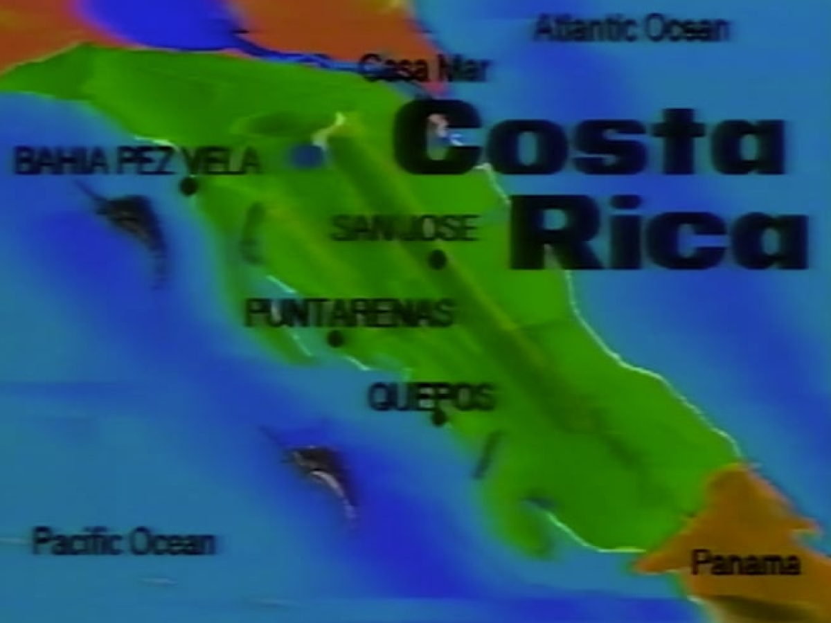 A video screenshot of a map of Costa Rica.